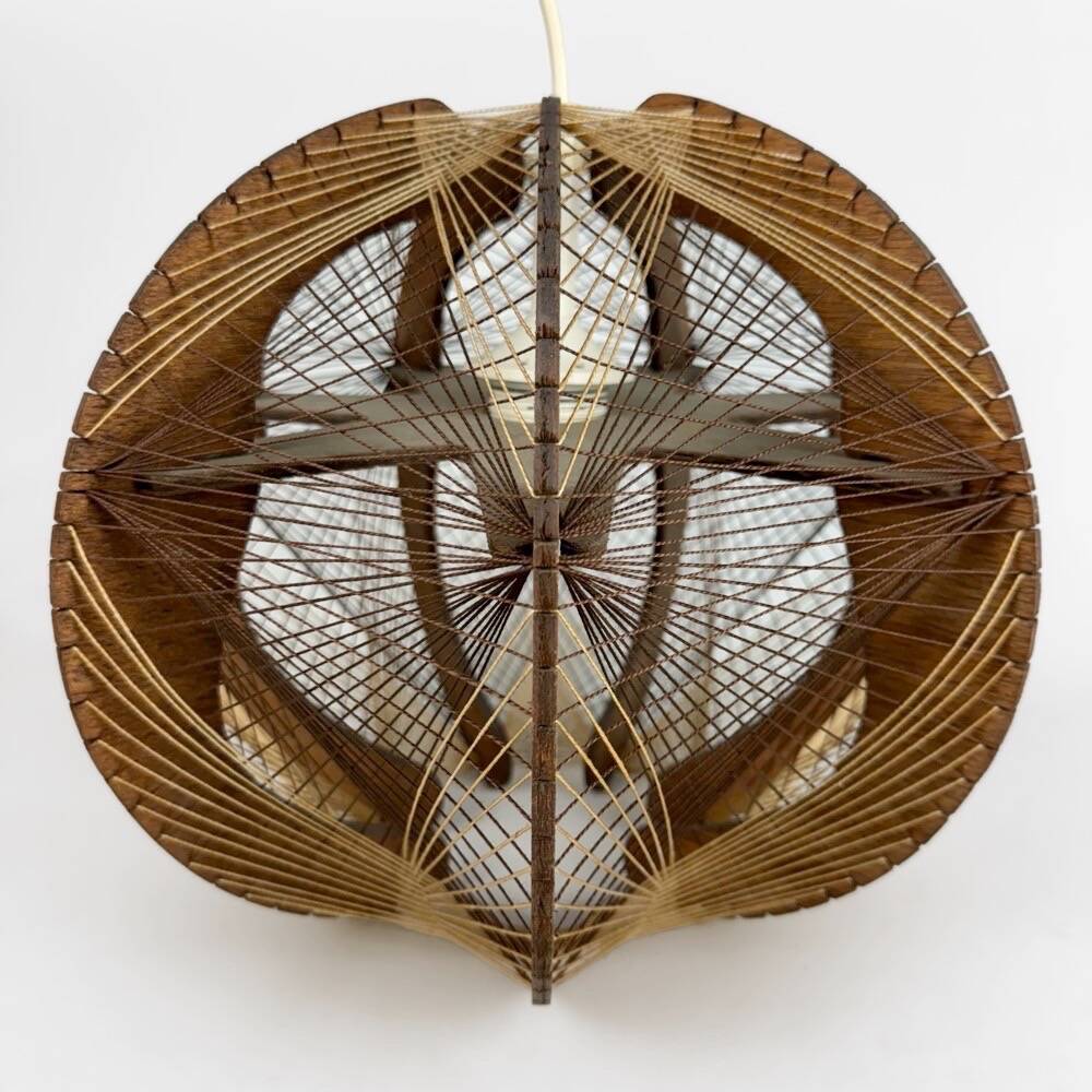 Scandinavian wooden and stretched wire suspension 70's