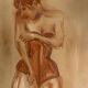 Signed pastel painting, female portrait, Belle Epoque “The Corset”