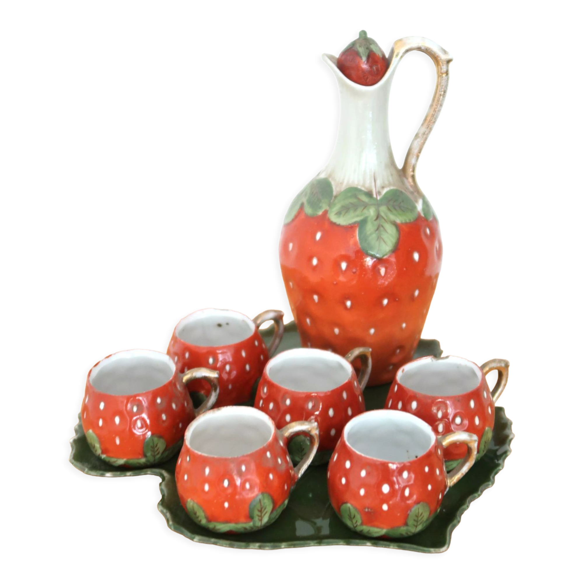 Antique strawberry liqueur service