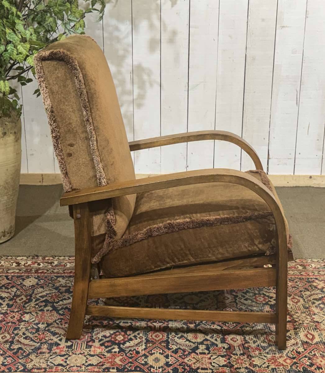 1930s English bridge chair in beech.
