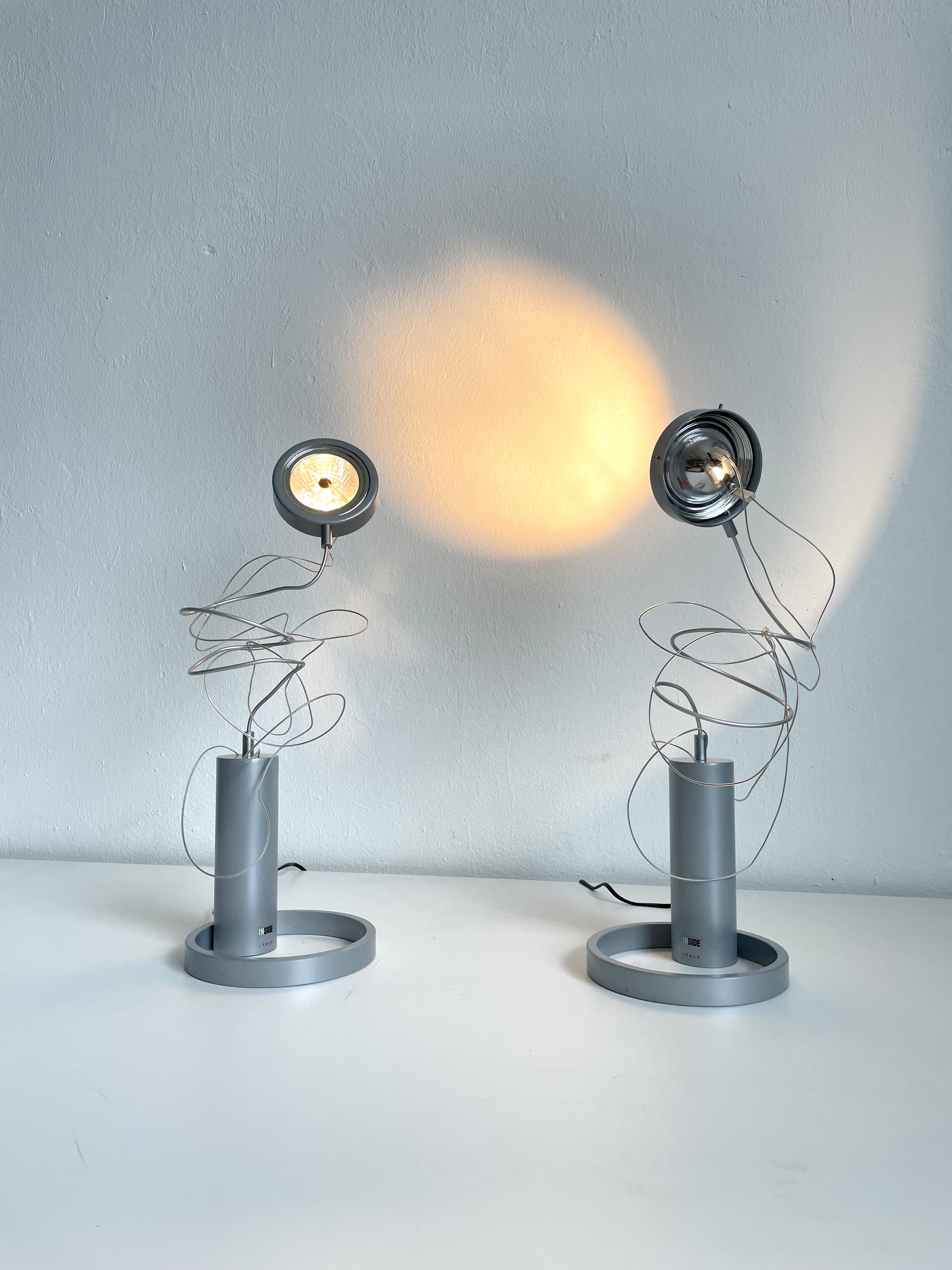Pair of Postmodern Halogen Designer Table Lamps, Italy 1980's, 1990's