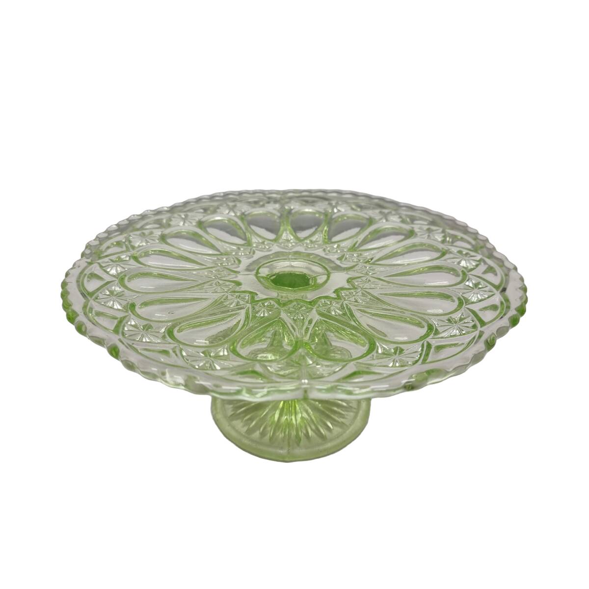 Assiette à gâteau vintage en uranium, années 1940
