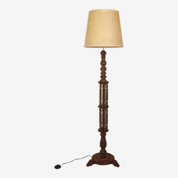 Vintage turned wooden floor lamp