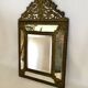 Miroir à parclose en laiton repoussé XIXème - 65x39cm