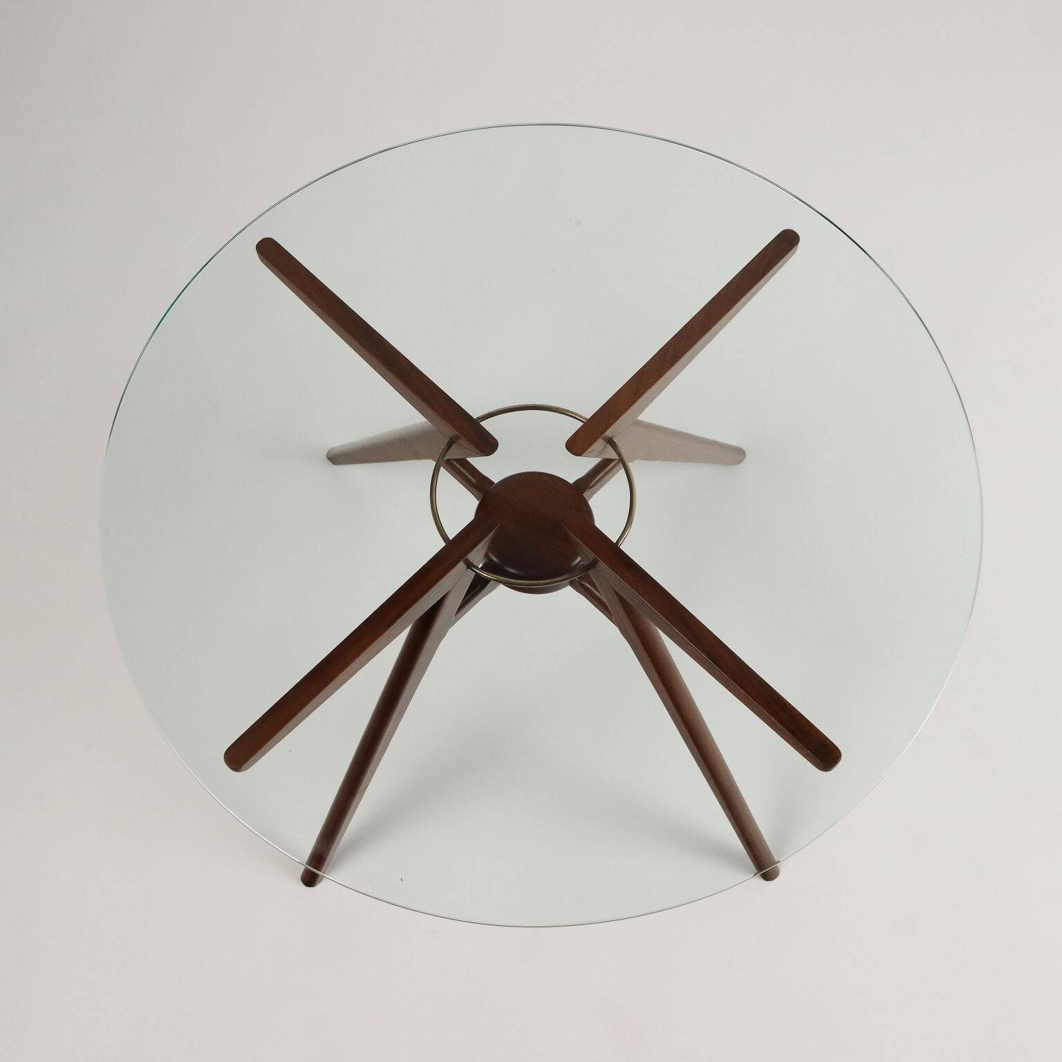 Vintage coffee table in beech and glass Argentina 1950s