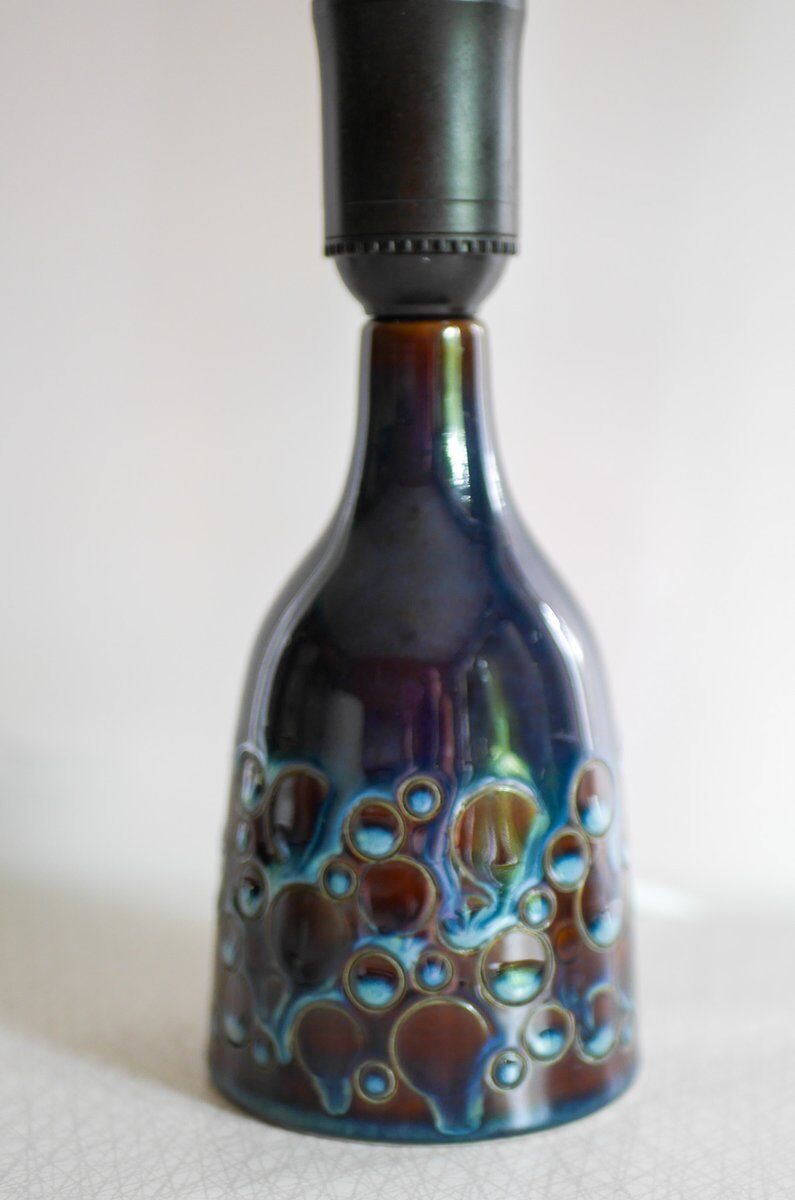 Mid-century modern pottery table lamp with candy glazing from Söholm, Denmark, 1960s