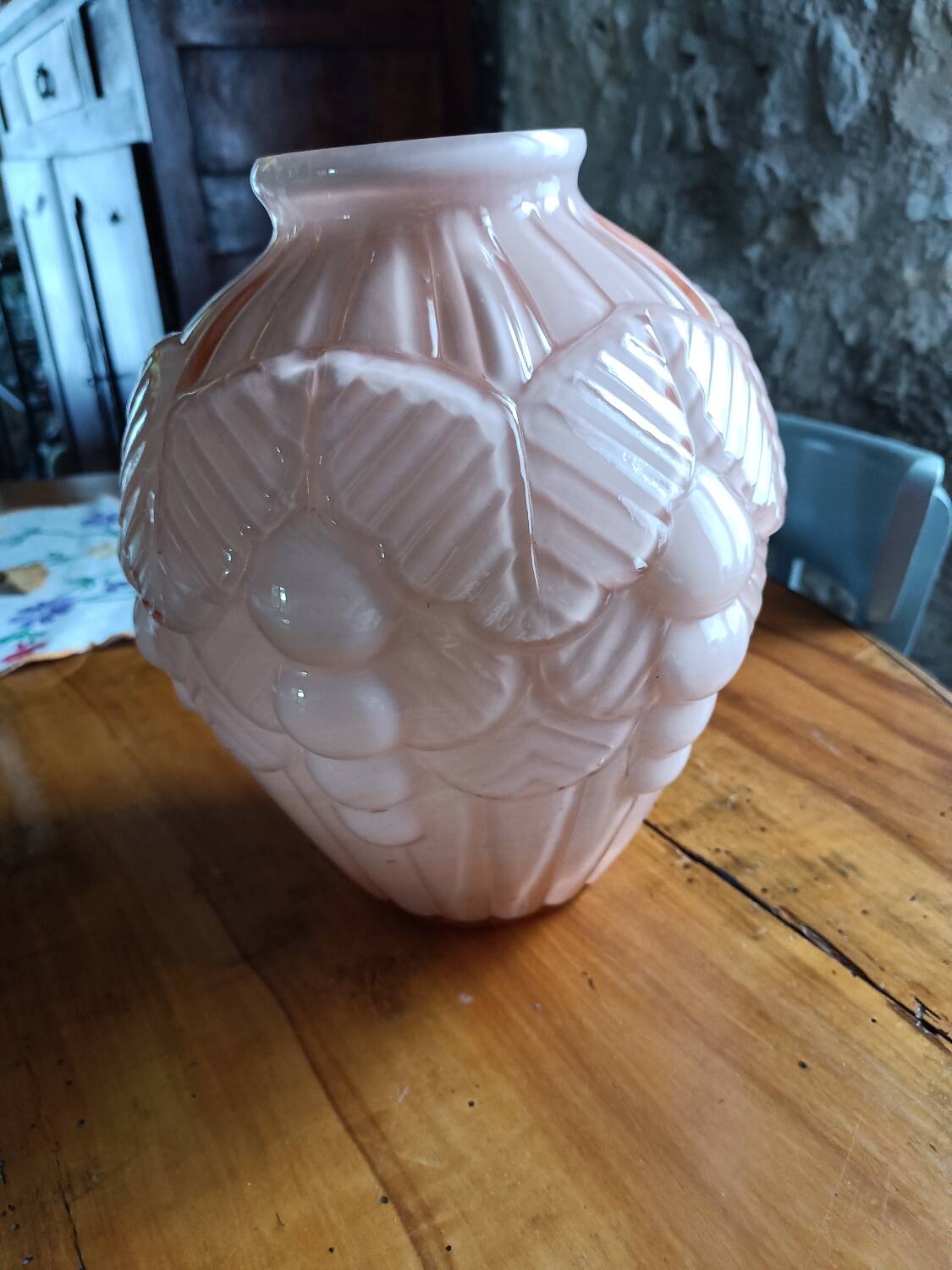 Art Deco pink opaline vase