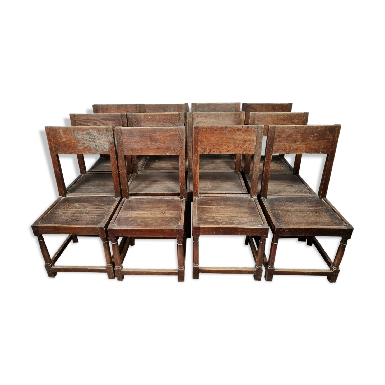Series of 12 Louis XIII oak chairs circa 1850