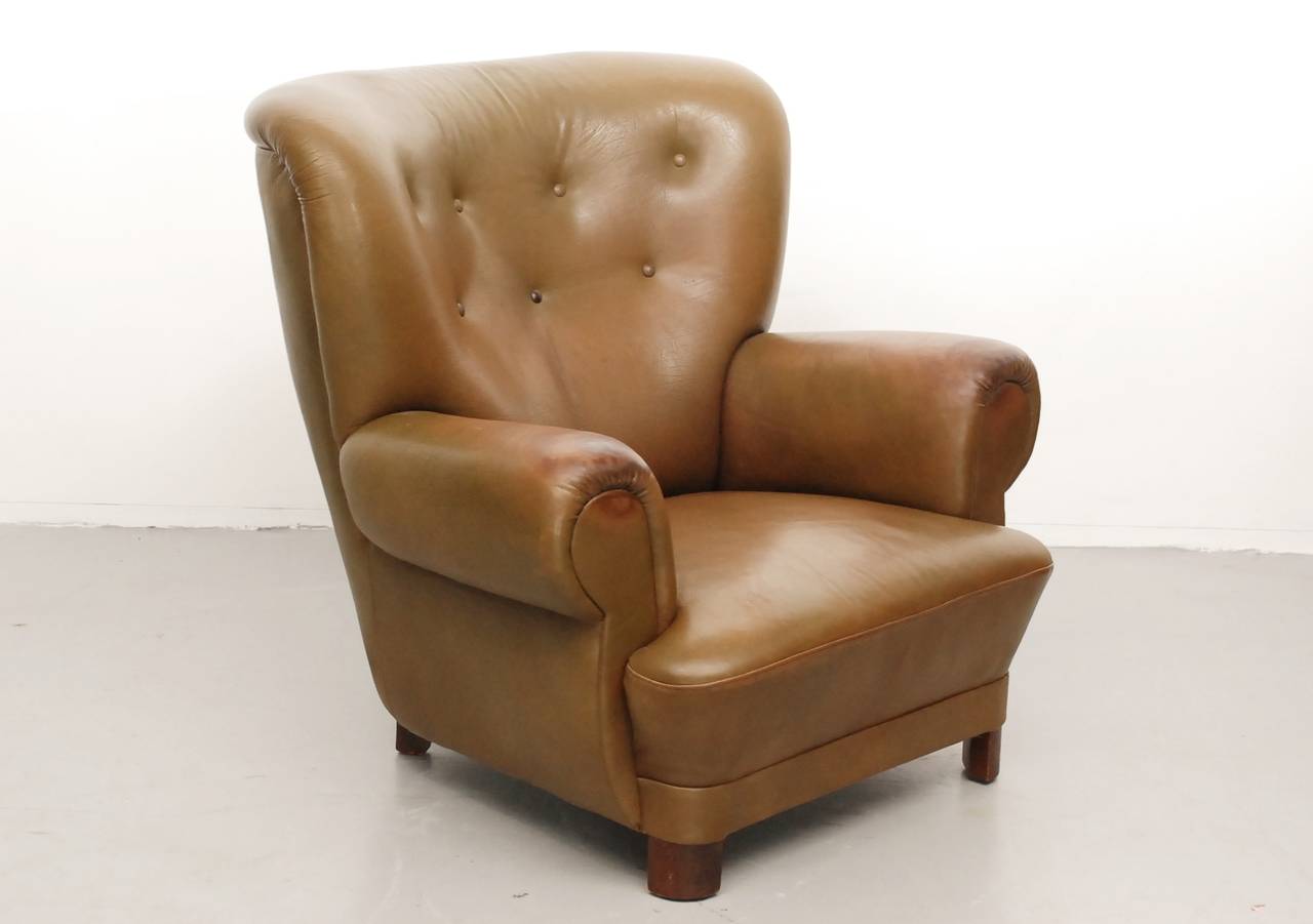 Vintage Denmark leather club Chair