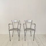 Set of French Armchairs in Metal and Copper, 1980s