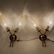 Pair of 1960 wall lamps in gilded brass and cut glass