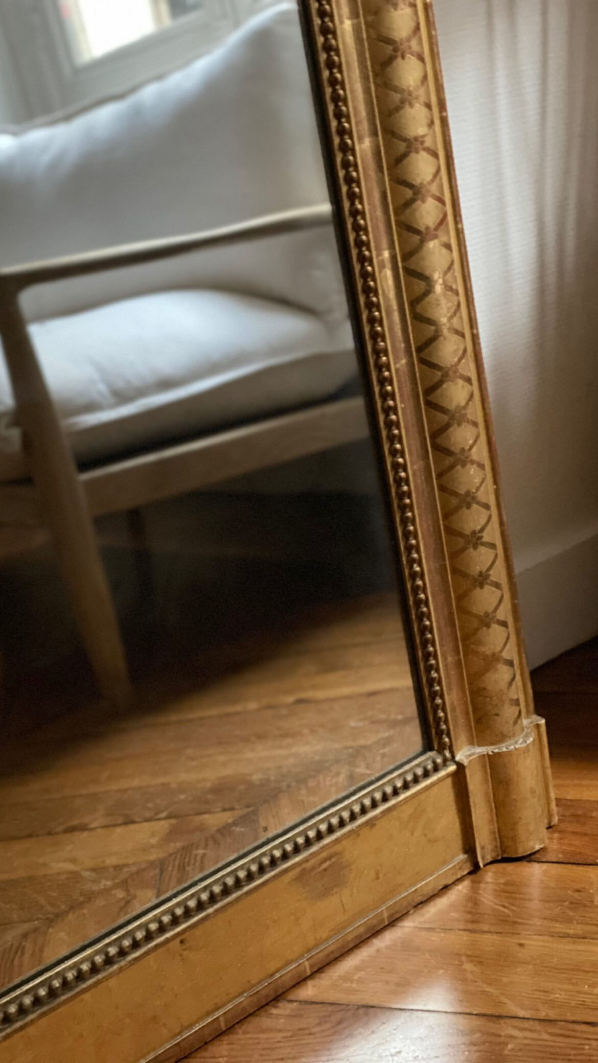 Old mirror louis philippe gilded rare gold leaf carved fireplace  109x152cm