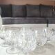 Lot 6 x High quality cut crystal Cognac glasses. Gorham/Althéa model. Double-row scale design