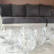 Lot 6 x Verres à Cognac en cristal taillé de Haute qualité. Gorham/Modèle Althéa. Design à double rangées d écailles