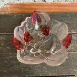Vintage Ashtray Bowl ANNE HUTTE Style Crystal Strawberry Red Decor