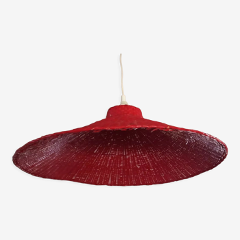 Suspension abat-jour en osier rouge, ø 60 cm