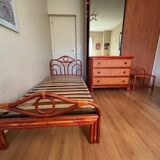 Maugrion rattan room - Roche Bobois - bed, chest of drawers and bedside table