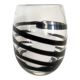 Vintage Kosta Boda Clear & Black Swirl Striped Art Vase, Sweden, 1990s