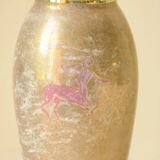 Antique Limoges porcelain table lamp, gold color, astrological sign decor