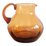 Antique amber glass pitcher