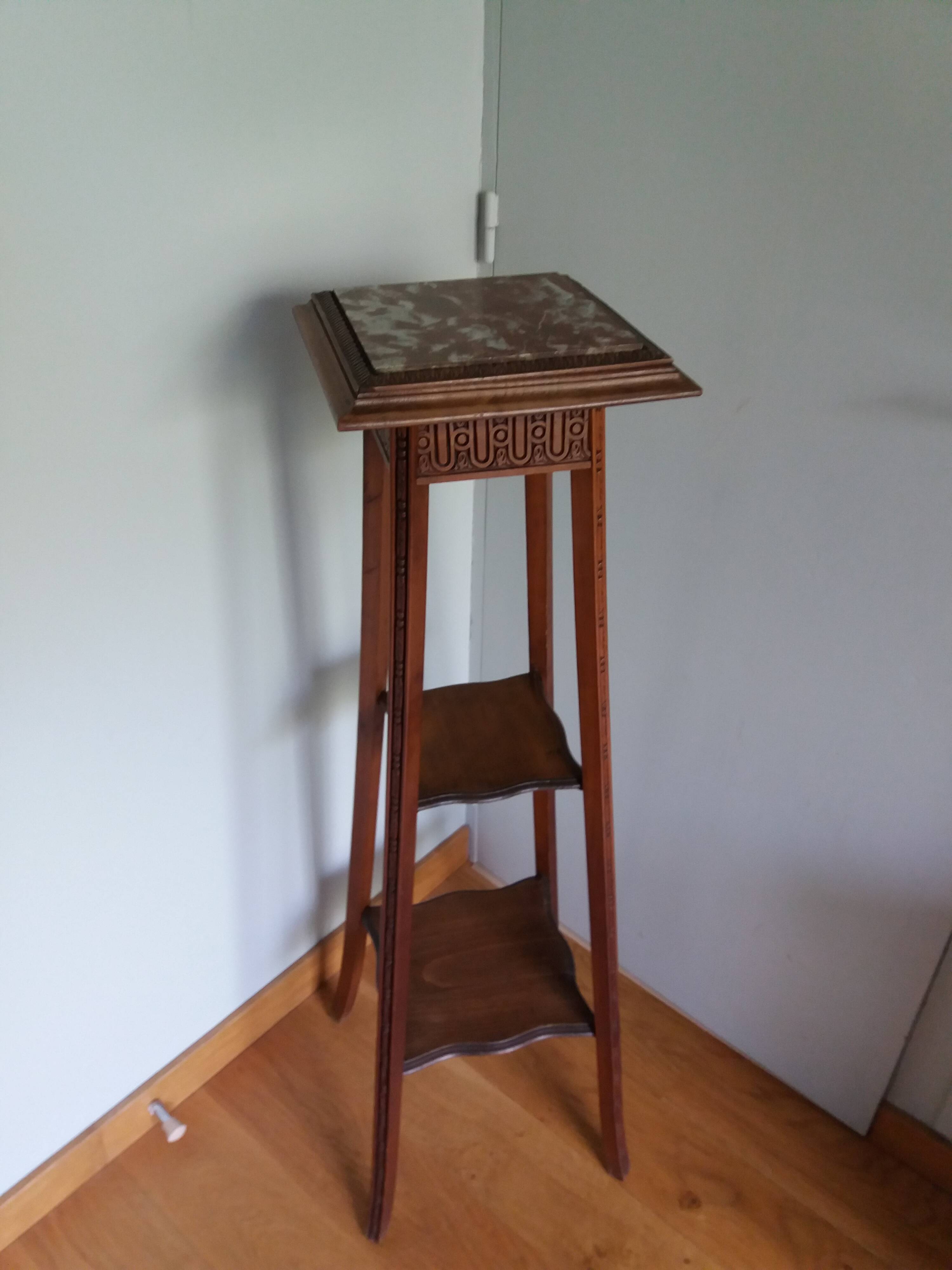 Wooden and marble stool