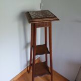 Wooden and marble stool