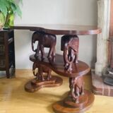 Mid-20th century Elephant shelf console in solid mahogany
