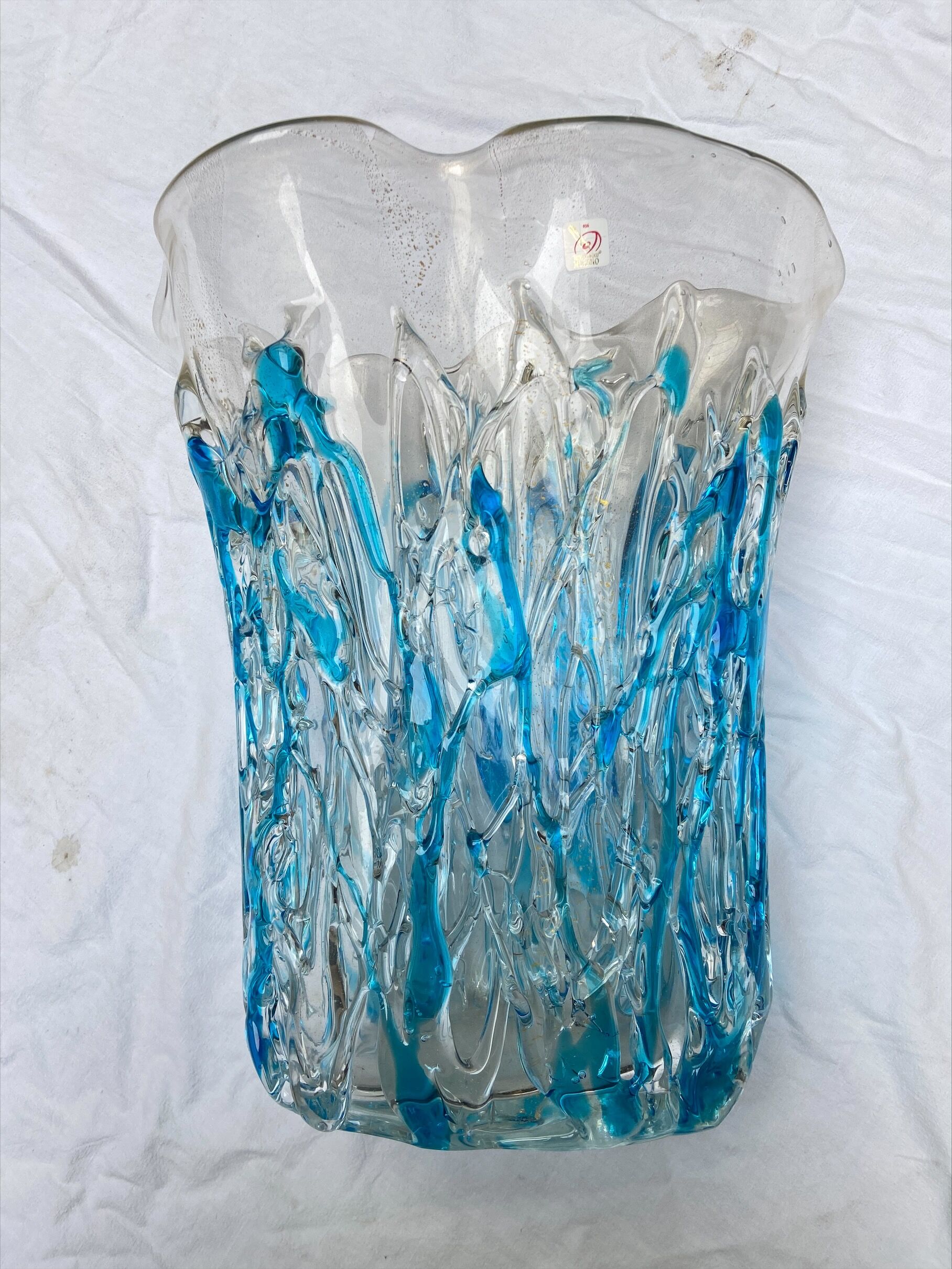Blue and transparent vase - Costantini - 80s - Murano
