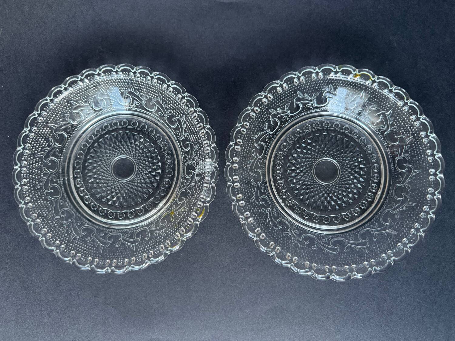 2 antique moulded glass bowls