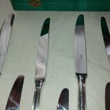 12 Silver Metal Ercuis Table Knives Box