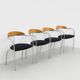 Set of 4 Chrome and Wood Chairs, Italy, 1980s