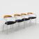 Set of 4 Chrome and Wood Chairs, Italy, 1980s