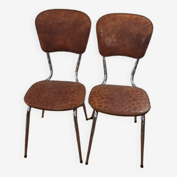 2 chaises croco années 70