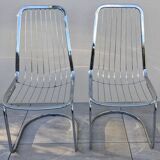 Set of 2 chrome metal chairs, Italian style from the 70s