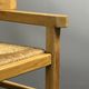 Dutch postmodern brutalist oak corner side chair with rush seat, 1970s