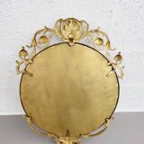 Miroir Médaillon Rond en Laiton, 1950s