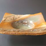 Vide poche en grès vernissé et sculpté signé vintage