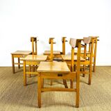 6 vintage oak chairs from the 1960s