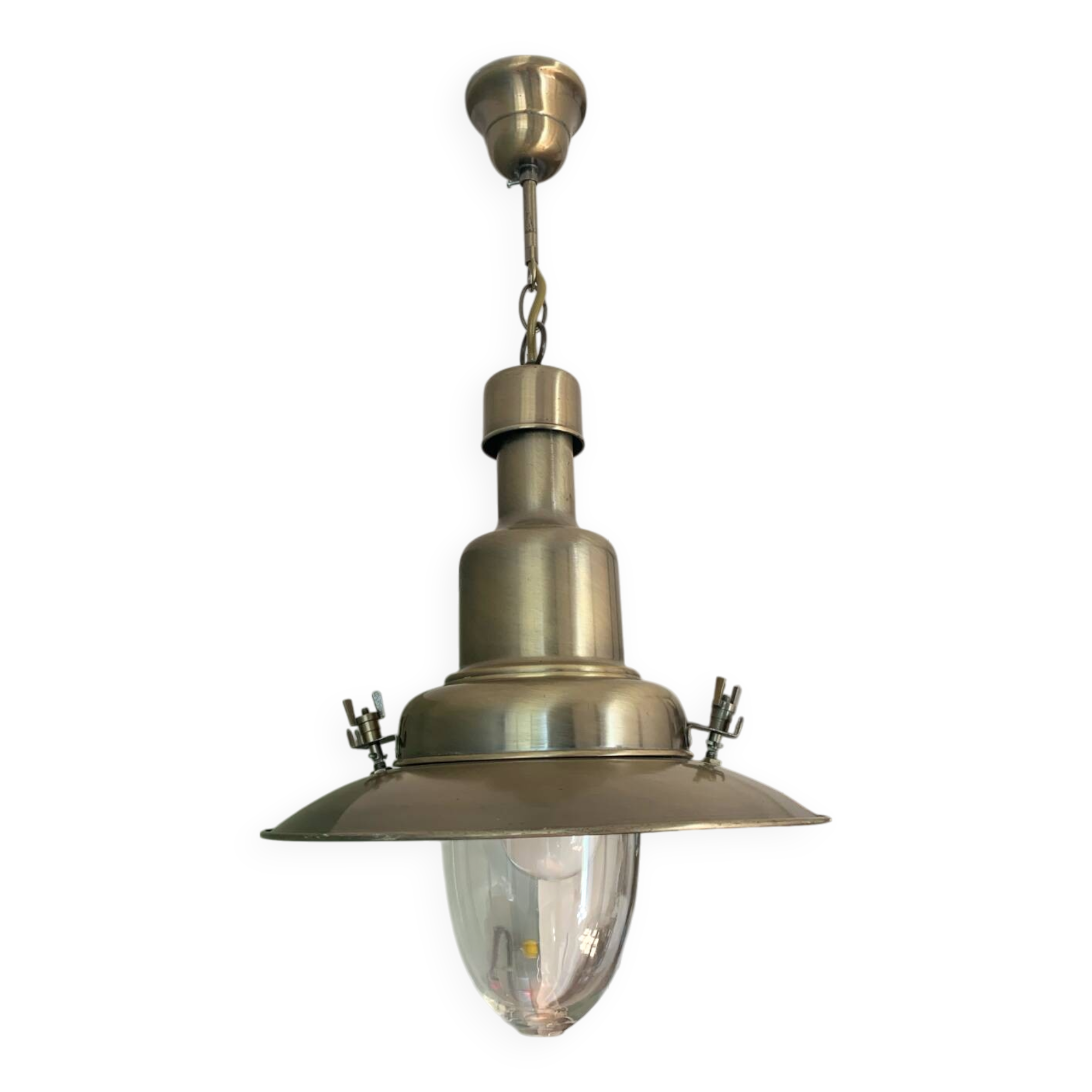 Industrial style brushed brass pendant light