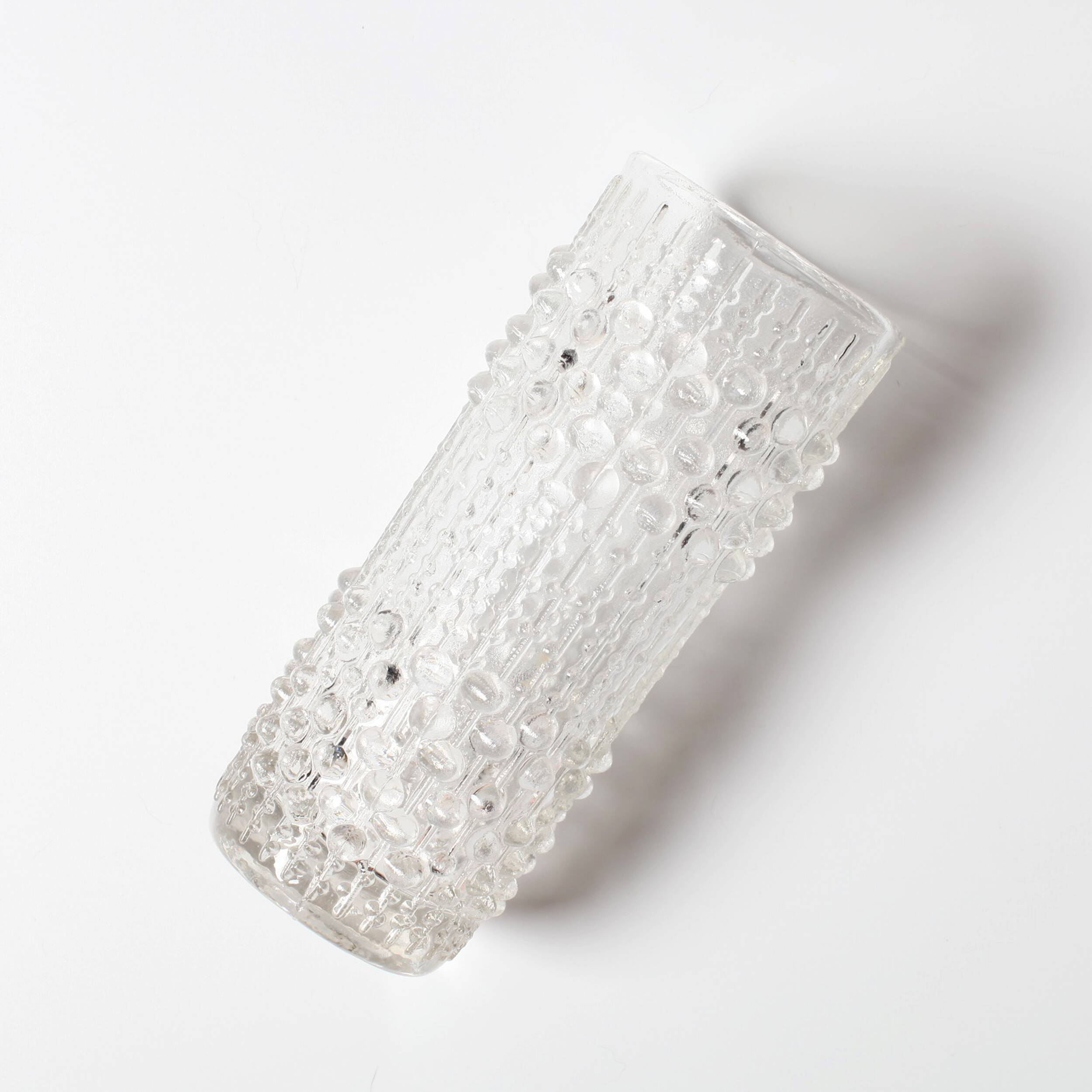 Vase vintage en verre pressé clair CandleWax par František Pečený / 1972