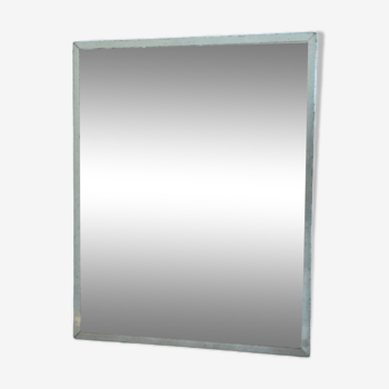 Barber mirror surround patinated chromed metal