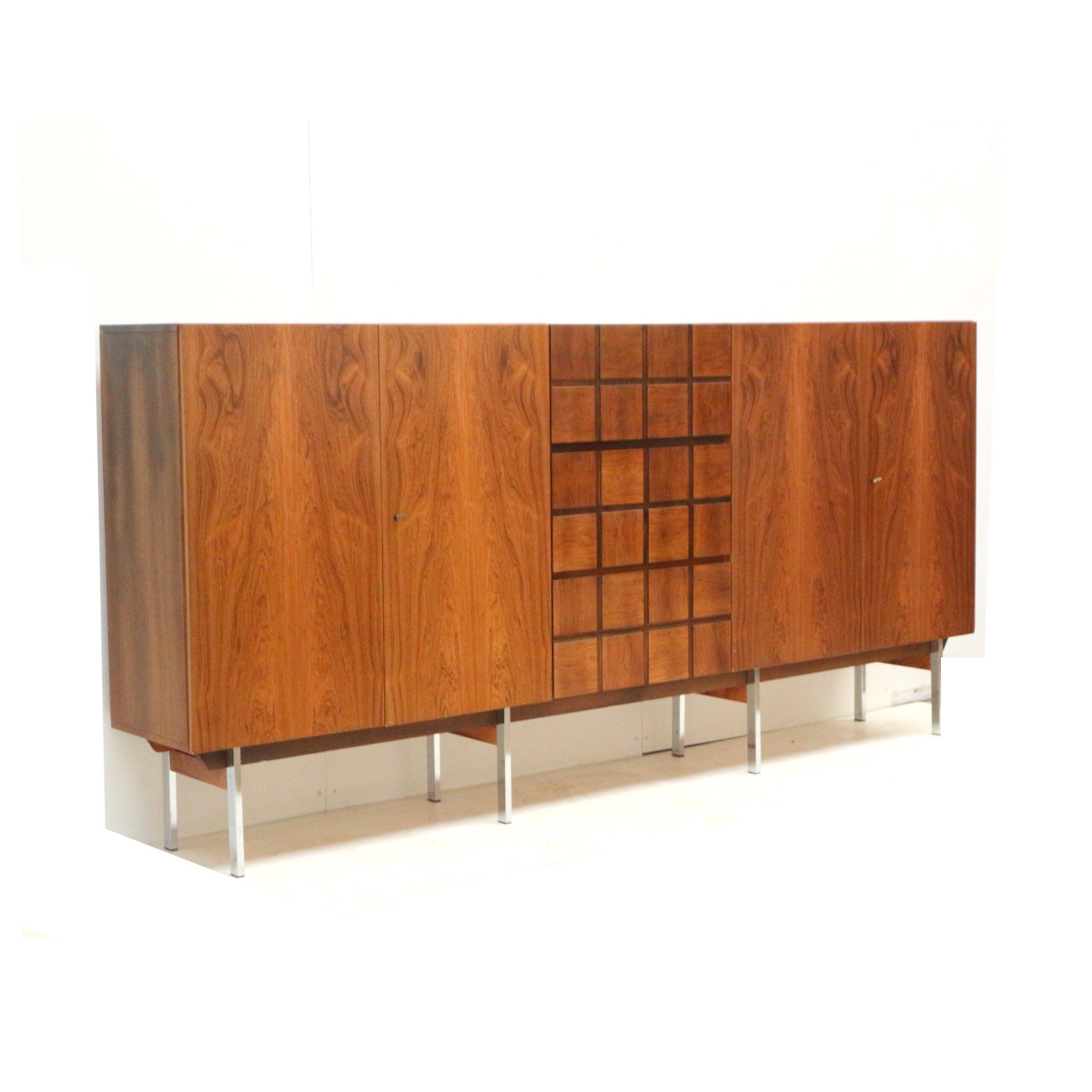 Unique vintage design sideboard made of rosewood with a bar section from the 1960s