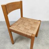 8 vintage rope and oak chairs