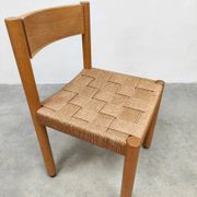 8 chaises vintage en corde et chêne