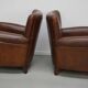 Vintage Dutch Cognac Colored Leather Club Chair, Set of 2