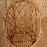 Pair rattan armchairs