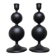 2 bougeoirs boule métal noir 23.5 cm