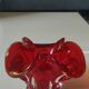 Murano Ashtray/Tray. Organic floral shape. Ruby red, 14cm.