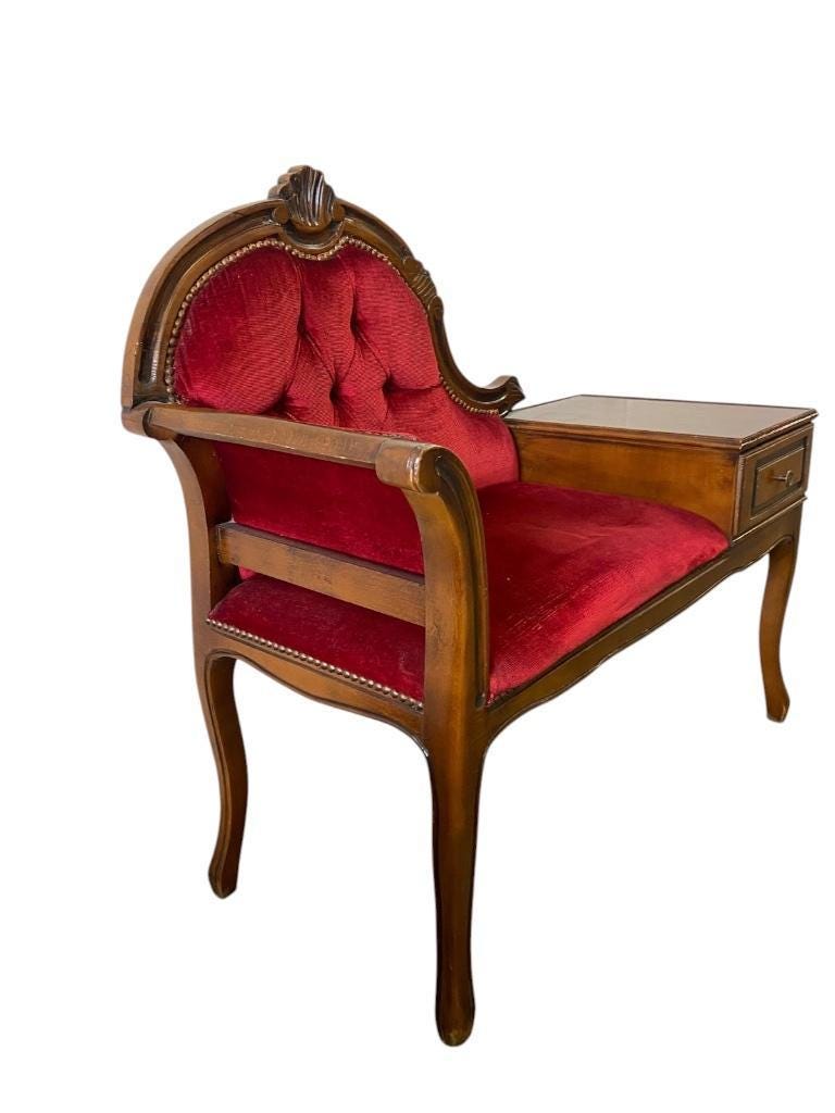 Vintage baroque bench / telephone bench / chair with small table