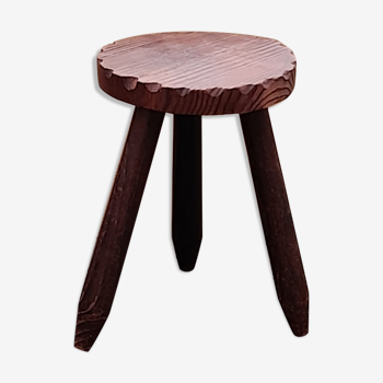 Tripod stool, compass feet, solid wood, rustic and raw style, 50 years